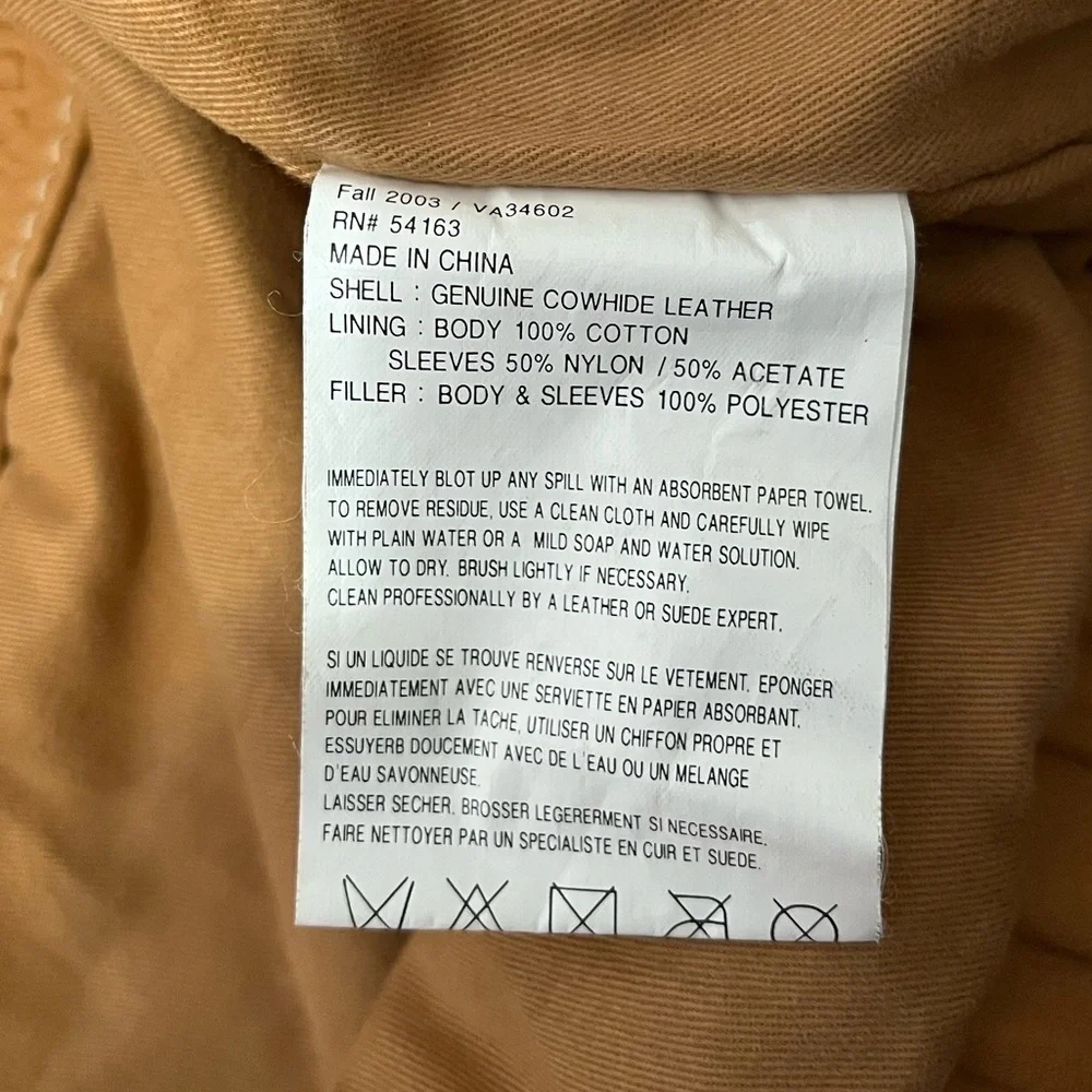 Timberland Tan Leather Vintage Logo Bomber Jacket XXL
